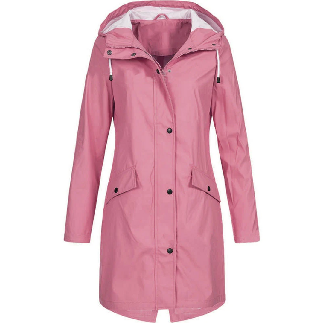 Waterproof Long Ladies' Raincoat - Luna-Pink-S-Nora Luxe