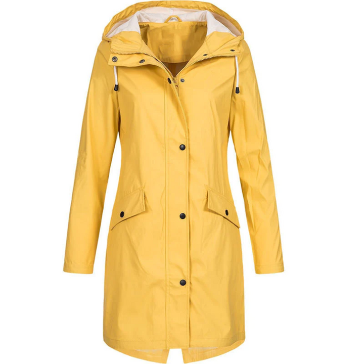 Waterproof Long Ladies' Raincoat - Luna-Yellow-S-Nora Luxe