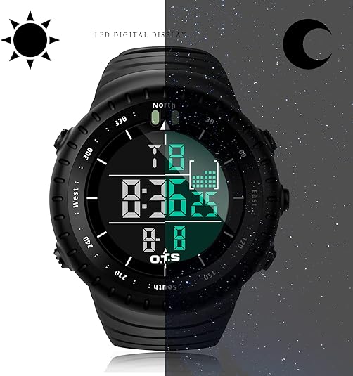 Waterproof Men's Digital Sports Watch - Henry-Black-Nora Luxe