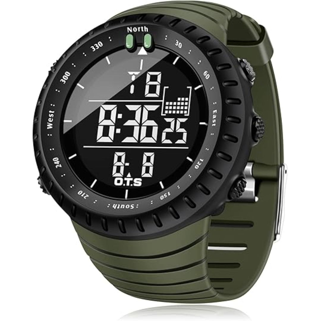 Waterproof Men's Digital Sports Watch - Henry-Olive Green-Nora Luxe