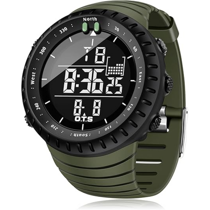 Waterproof Men's Digital Sports Watch - Henry-Olive Green-Nora Luxe