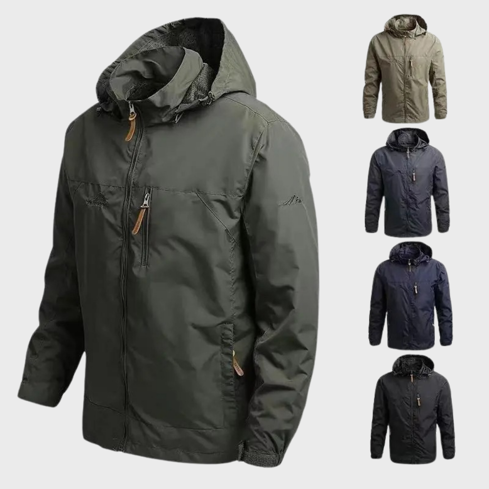 Waterproof Men's Jacket - ElementShield-Black-M-Nora Luxe