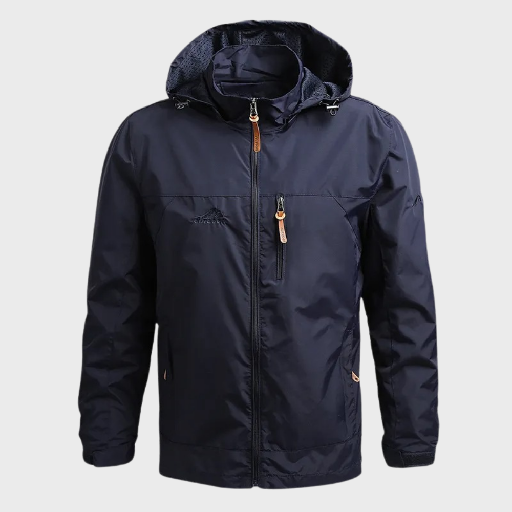 Waterproof Men's Jacket - ElementShield-Blue-M-Nora Luxe