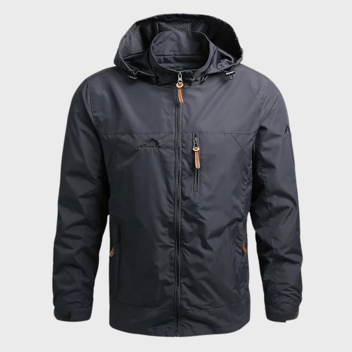 Waterproof Men's Jacket - ElementShield-Gray-M-Nora Luxe