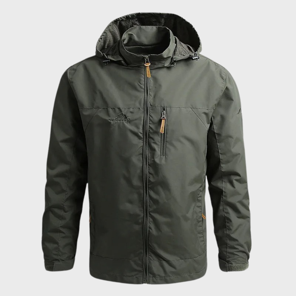 Waterproof Men's Jacket - ElementShield-Olive Green-M-Nora Luxe