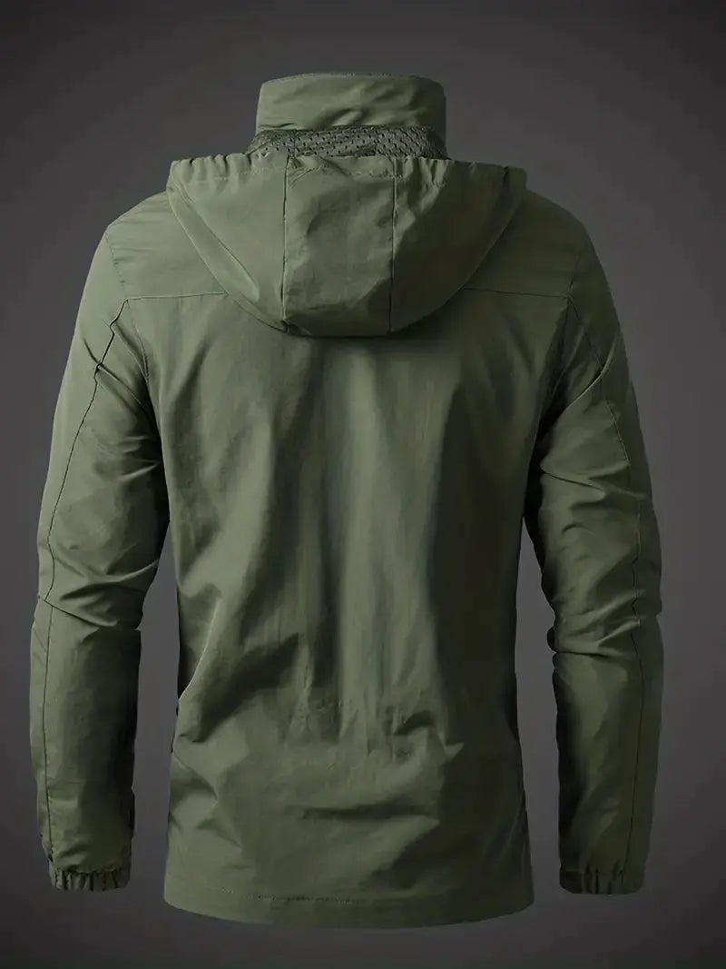 Waterproof Men's Varsity Jacket - StormGuard-Olive Green-M-Nora Luxe