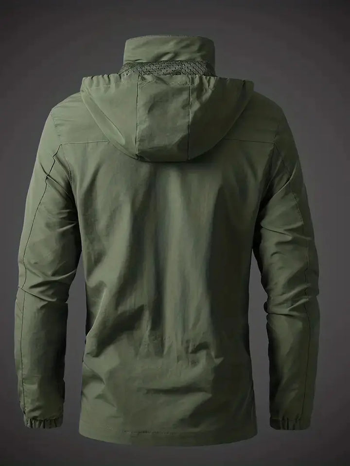 Waterproof Men's Varsity Jacket - StormGuard-Olive Green-M-Nora Luxe