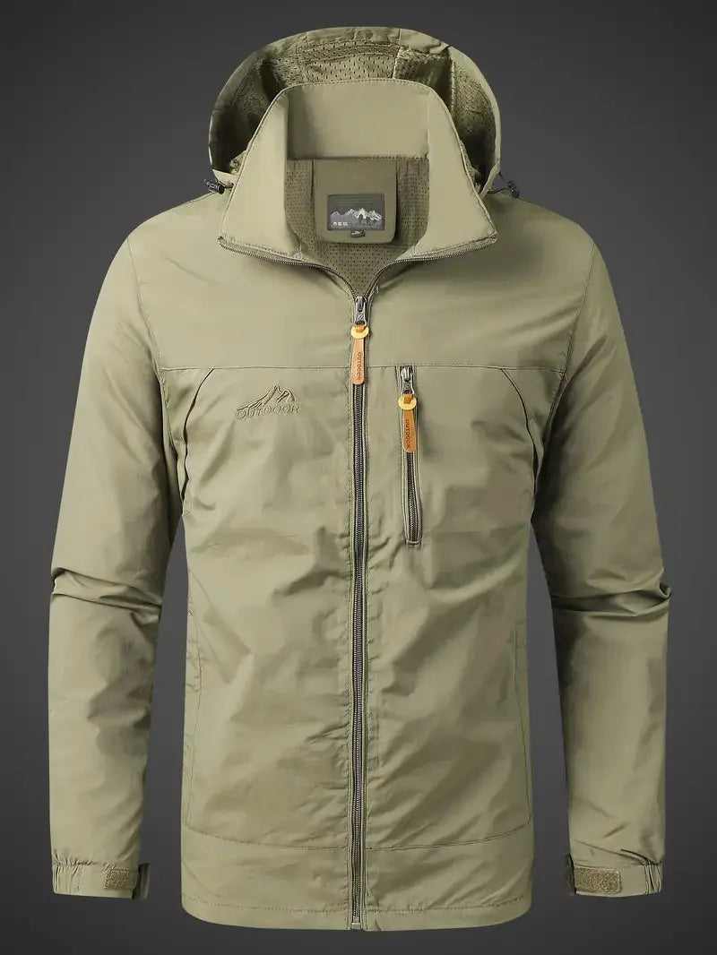 Waterproof Men's Varsity Jacket - StormGuard-Olive Green-M-Nora Luxe