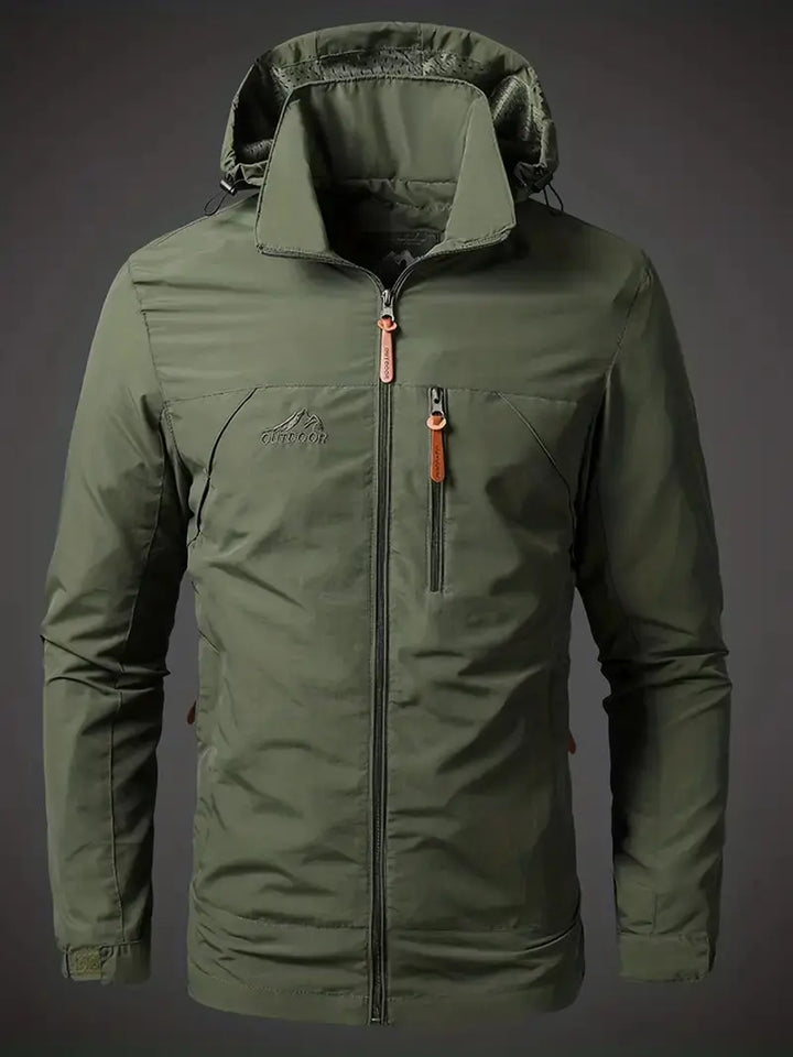Waterproof Men's Varsity Jacket - StormGuard-Olive Green-M-Nora Luxe