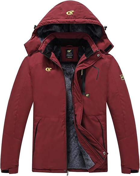 Waterproof Men's Winter Jacket - Max-Bordeaux red-S-Nora Luxe