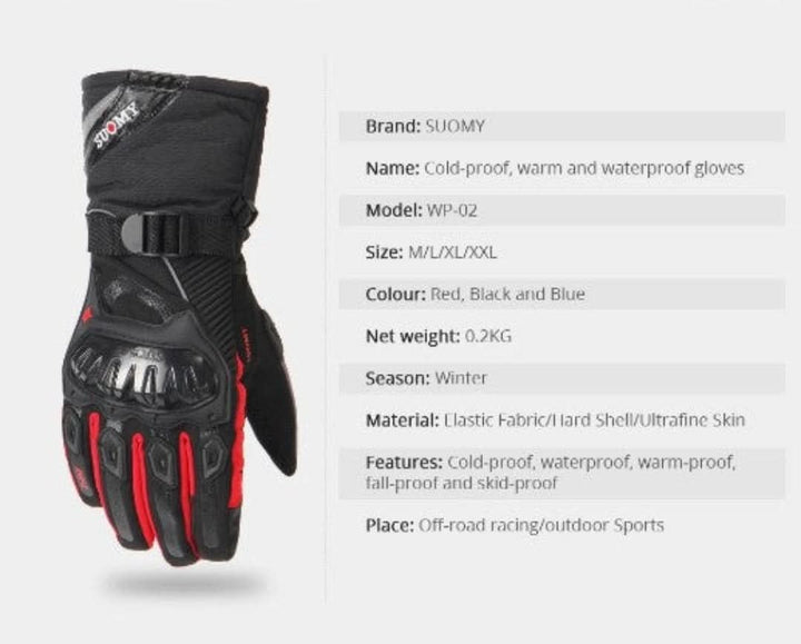 Waterproof Motorcycle Gloves for Winter - ShieldRide-Black-M-Nora Luxe