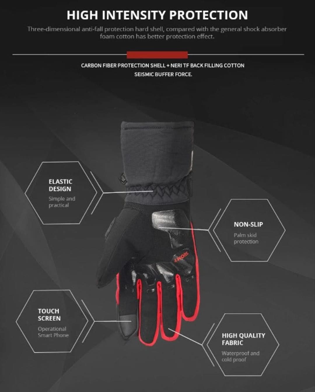 Waterproof Motorcycle Gloves for Winter - ShieldRide-Black-M-Nora Luxe