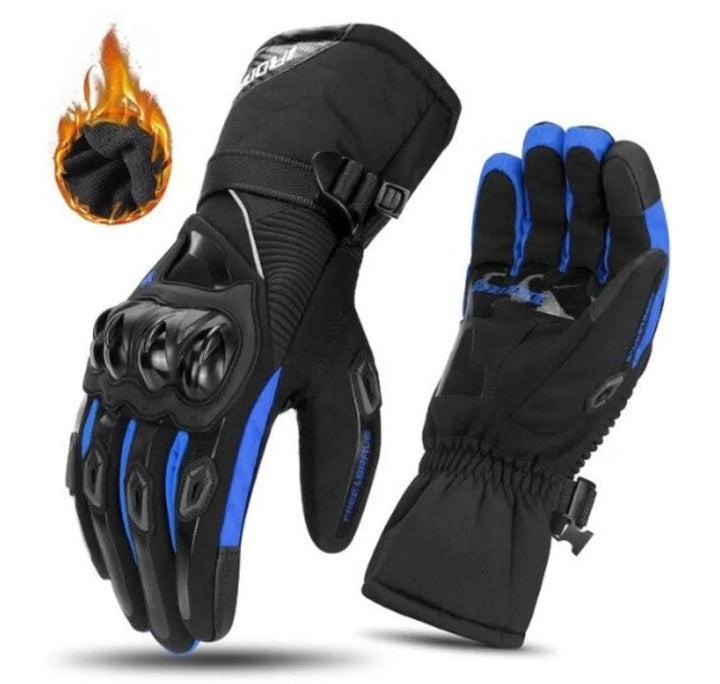 Waterproof Motorcycle Gloves for Winter - ShieldRide-Blue-M-Nora Luxe