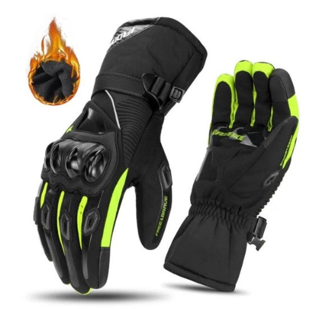 Waterproof Motorcycle Gloves for Winter - ShieldRide-Green-M-Nora Luxe