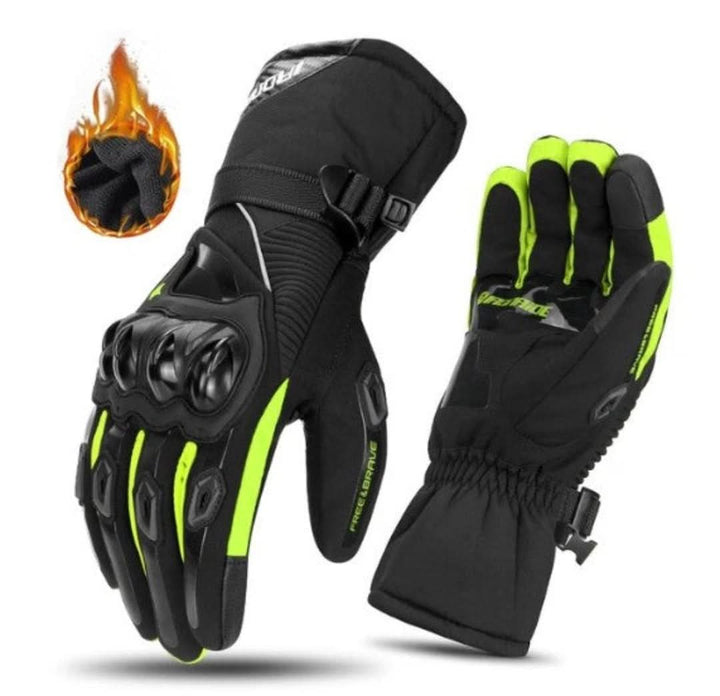 Waterproof Motorcycle Gloves for Winter - ShieldRide-Green-M-Nora Luxe