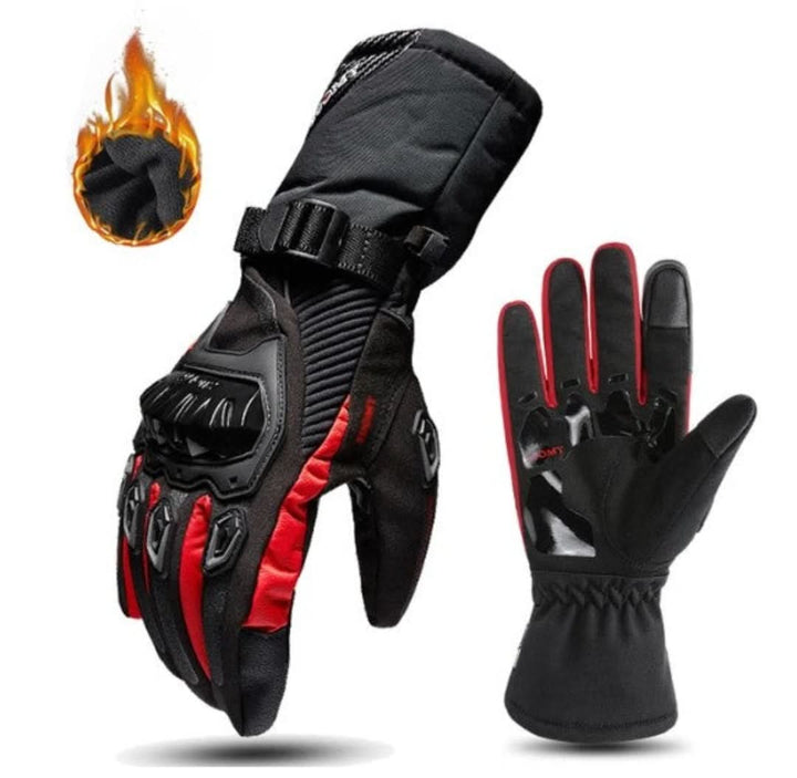 Waterproof Motorcycle Gloves for Winter - ShieldRide-Red-M-Nora Luxe