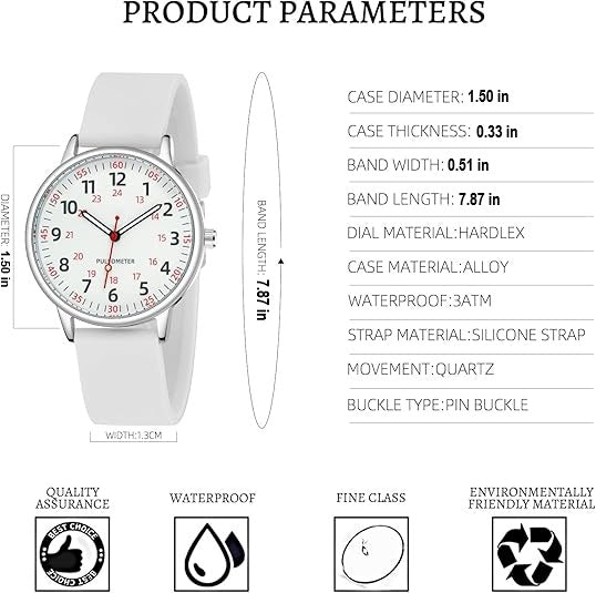 Waterproof Nurses Watch - Femke-Black-Nora Luxe