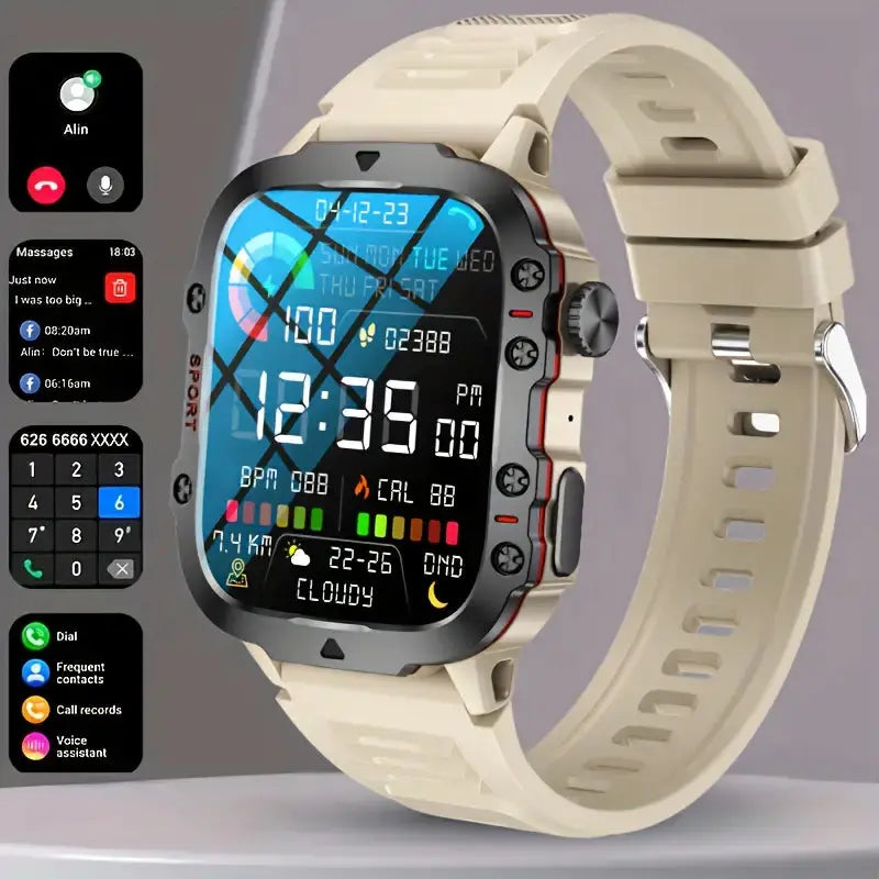 Waterproof Outdoor Smartwatch - TrailMate-Silicoon Beige-Nora Luxe