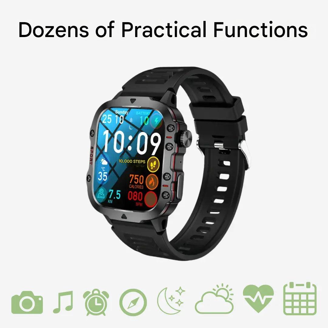 Waterproof Outdoor Smartwatch - TrailMate-Silicoon Black-Nora Luxe