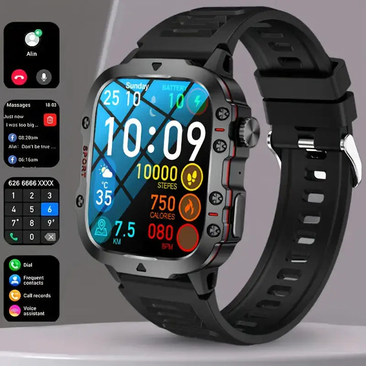 Waterproof Outdoor Smartwatch - TrailMate-Silicoon Black-Nora Luxe