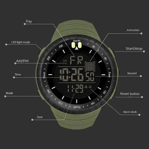 Waterproof Outdoor Watch - AdventureMaster-Black-Nora Luxe