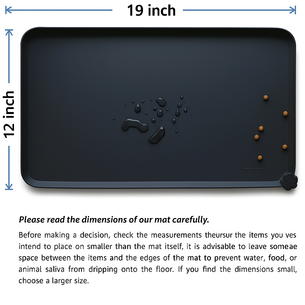Waterproof Pet Feeding Mat - Protect Your Floors Now!-Black-18.89 x 11.81 inches-Nora Luxe