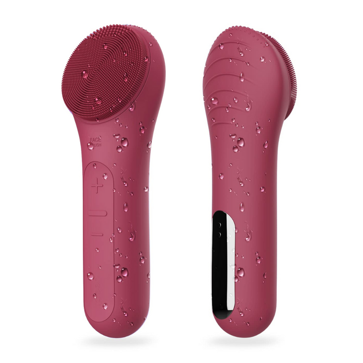Waterproof Rechargeable Face Cleansing Brush-Red-Nora Luxe