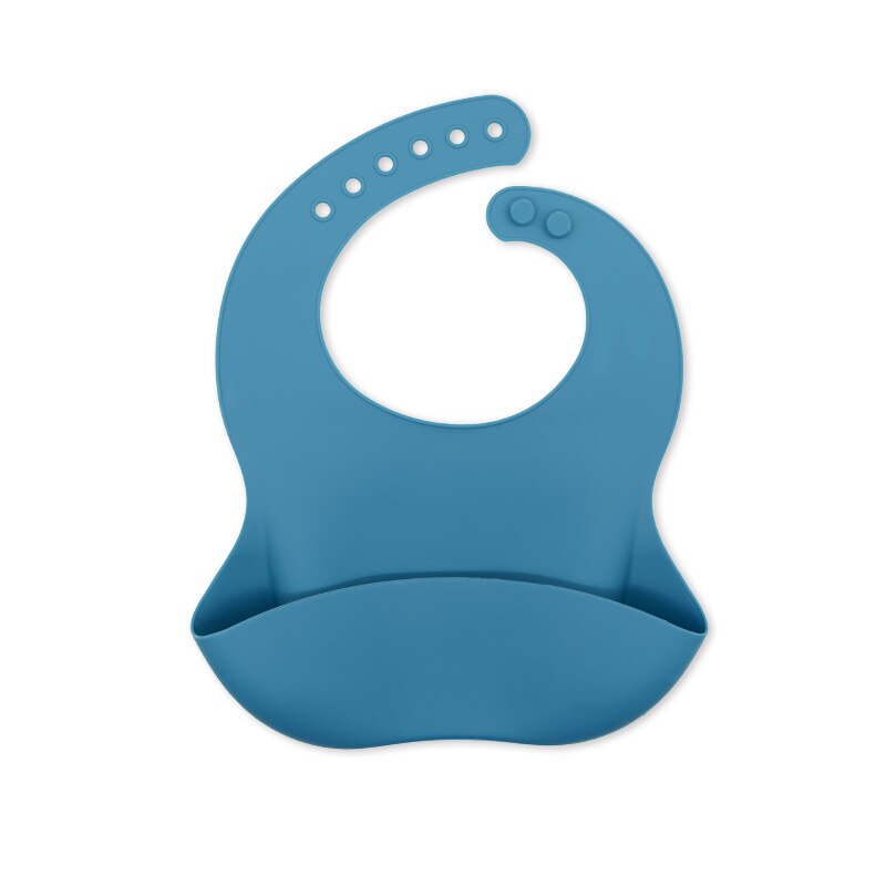 Waterproof Soft Silicone Baby Bibs with Animal Print-Dark Blue-Nora Luxe