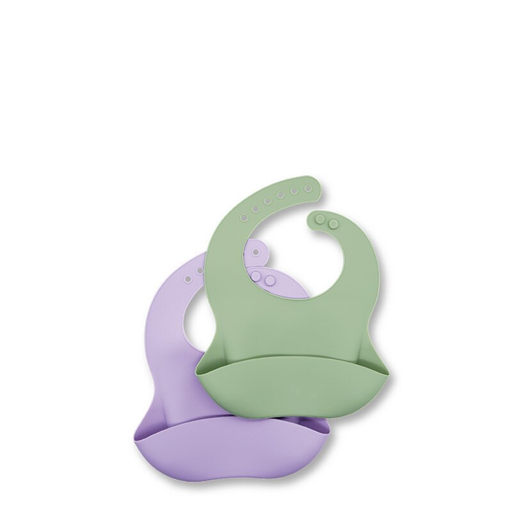 Waterproof Soft Silicone Baby Bibs with Animal Print-Gray-Green-Nora Luxe