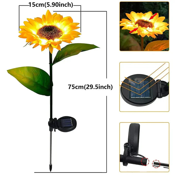 Waterproof Solar Energy Sunflower Lamp - SolarBloom-1-Nora Luxe