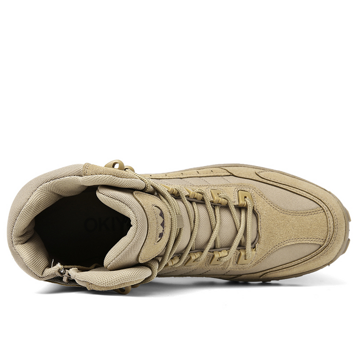 Waterproof Tactical Work Boots with Anti-Puncture – TrailForce Tactical-Beige-6.5-Nora Luxe
