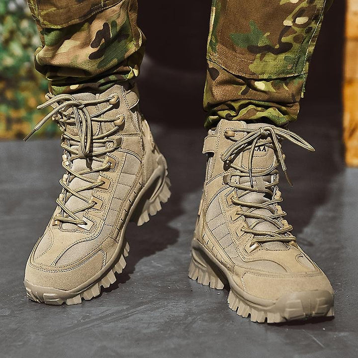 Waterproof Tactical Work Boots with Anti-Puncture – TrailForce Tactical-Beige-6.5-Nora Luxe
