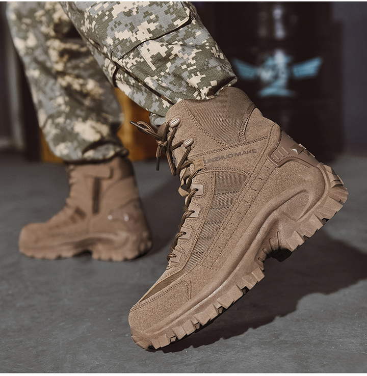 Waterproof Tactical Work Boots with Anti-Puncture – TrailForce Tactical-Beige-6.5-Nora Luxe