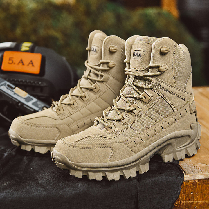 Waterproof Tactical Work Boots with Anti-Puncture – TrailForce Tactical-Beige-6.5-Nora Luxe