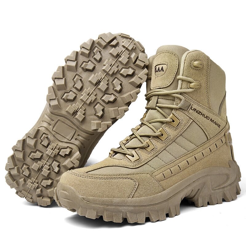 Waterproof Tactical Work Boots with Anti-Puncture – TrailForce Tactical-Beige-6.5-Nora Luxe