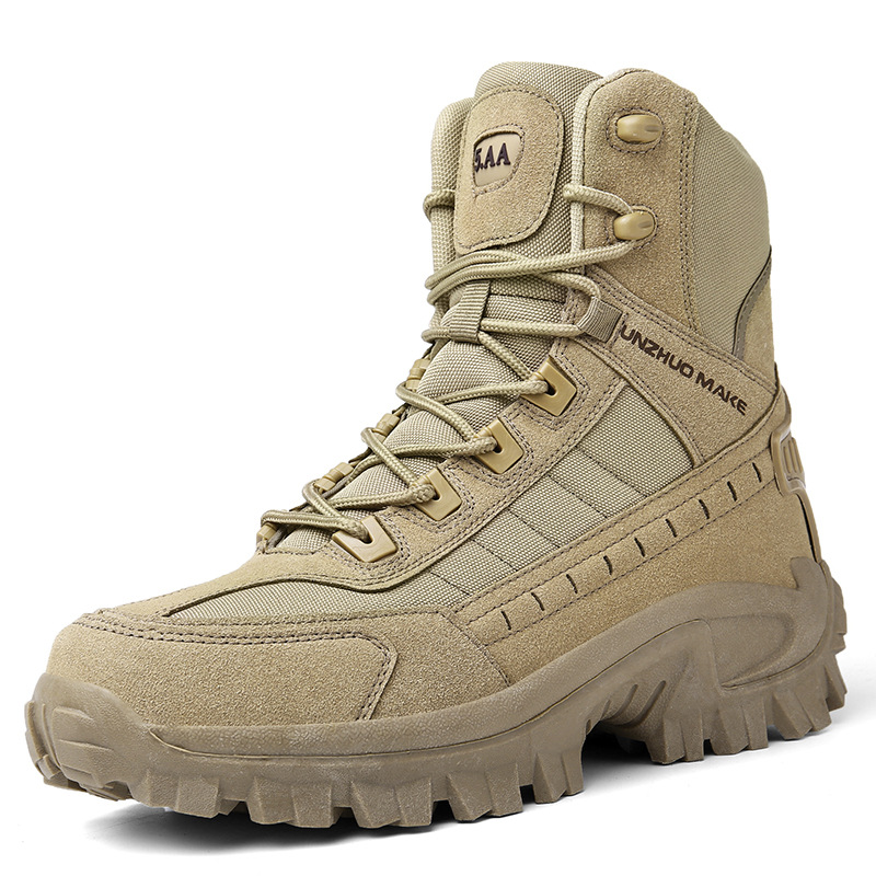 Waterproof Tactical Work Boots with Anti-Puncture – TrailForce Tactical-Beige-6.5-Nora Luxe