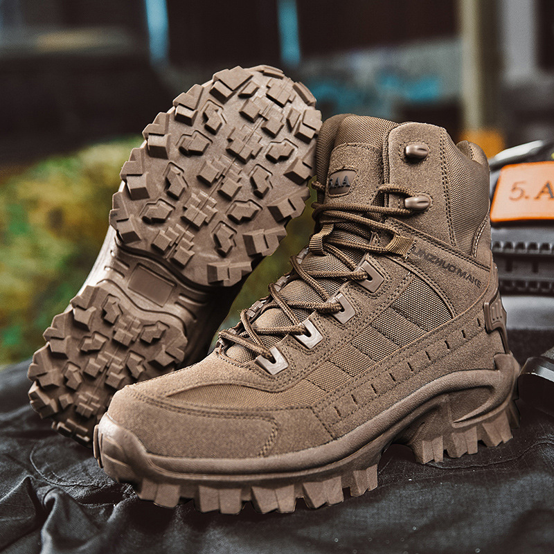 Waterproof Tactical Work Boots with Anti-Puncture – TrailForce Tactical-Brown-6.5-Nora Luxe
