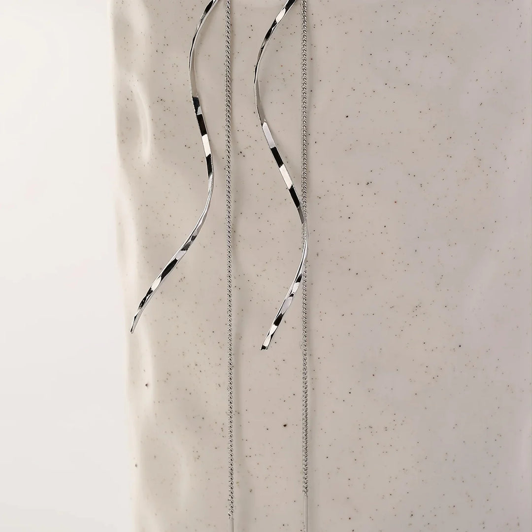 Wave Threader Earrings | Stylish Women's Jewellery-GOLD-Nora Luxe