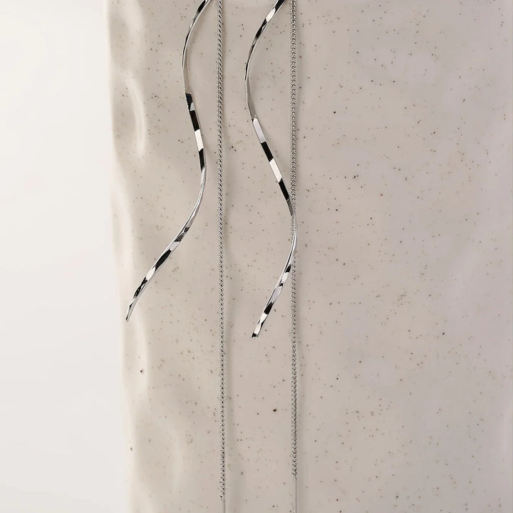 Wave Threader Earrings | Stylish Women's Jewellery-GOLD-Nora Luxe