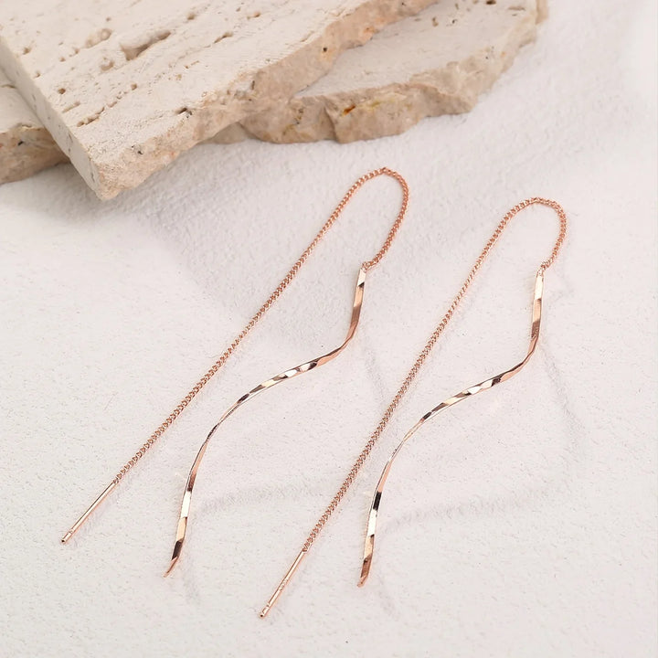Wave Threader Earrings | Stylish Women's Jewellery-GOLD-Nora Luxe