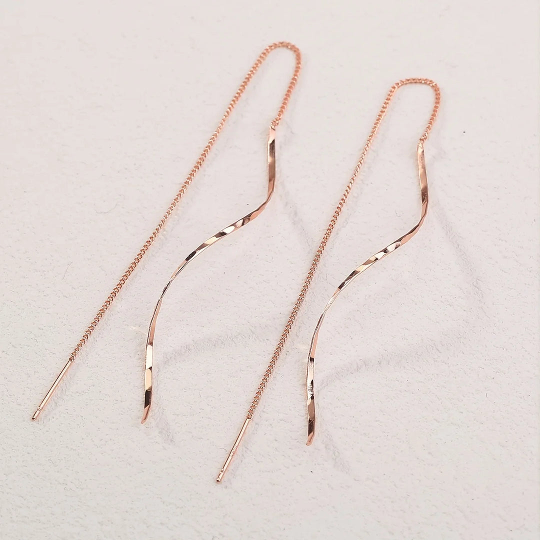 Wave Threader Earrings | Stylish Women's Jewellery-GOLD-Nora Luxe