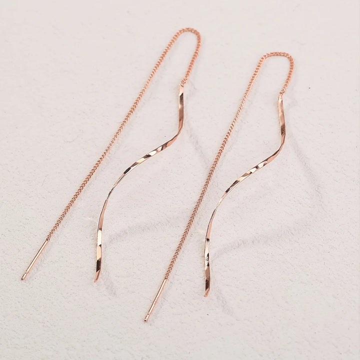 Wave Threader Earrings | Stylish Women's Jewellery-GOLD-Nora Luxe