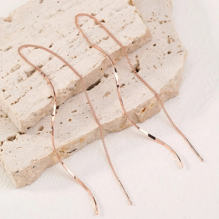 Wave Threader Earrings | Stylish Women's Jewellery-GOLD-Nora Luxe
