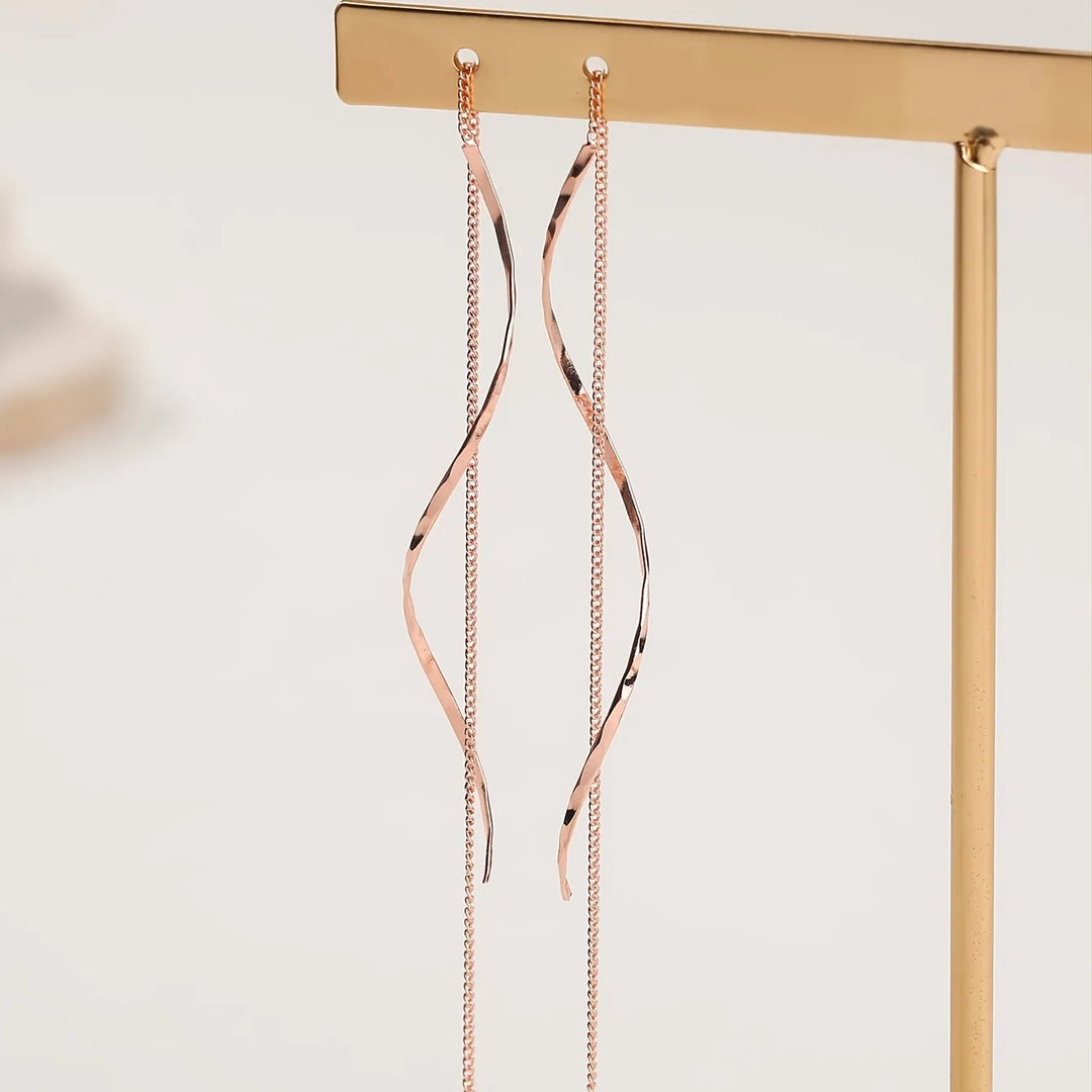 Wave Threader Earrings | Stylish Women's Jewellery-GOLD-Nora Luxe