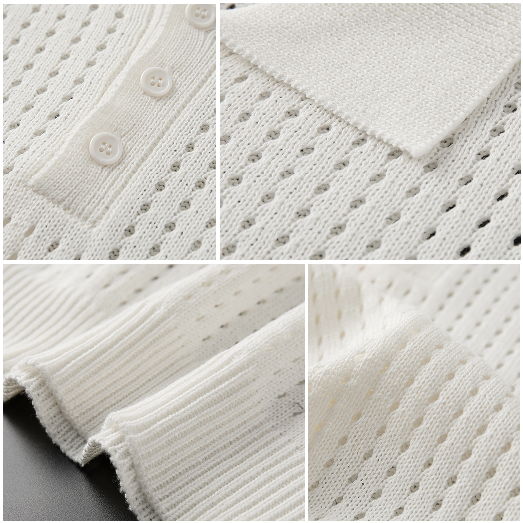 White Airy Men's Polo with Fine Knit Structure – Daan-S-State of Style