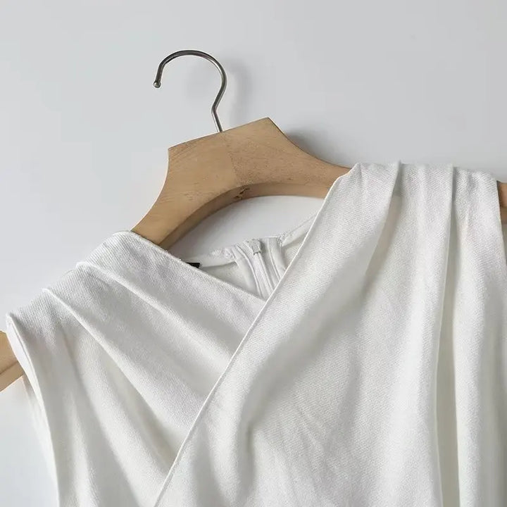 White airy & stylish sleeveless linen blouse for women – Amira-S-Nora Luxe