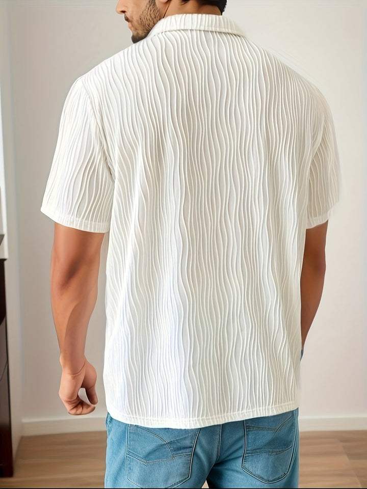 White Casual Striped Polo Shirt - Elias-S-Nora Luxe