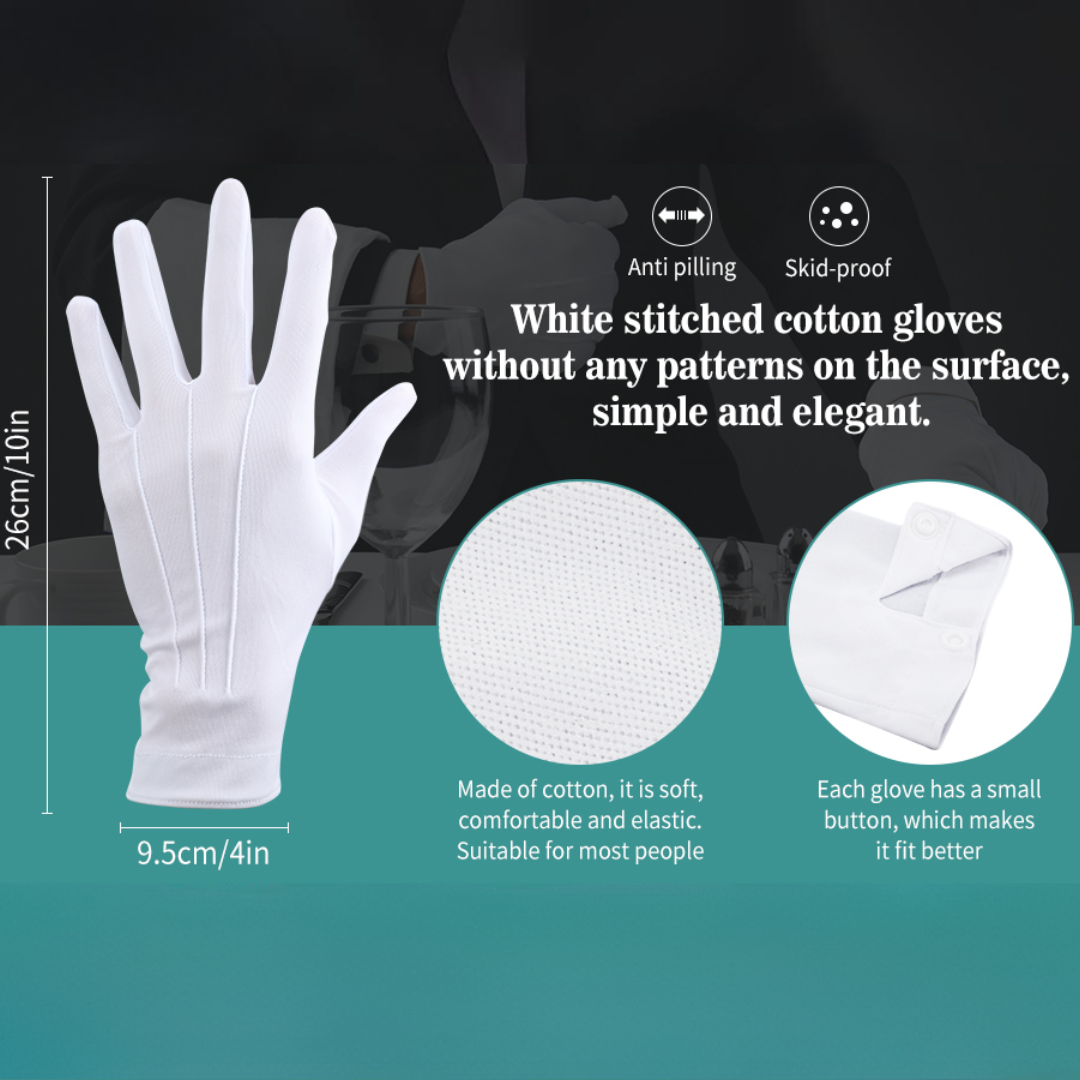 White Cotton Gloves for Formal Style - NobleGrip-Nora Luxe