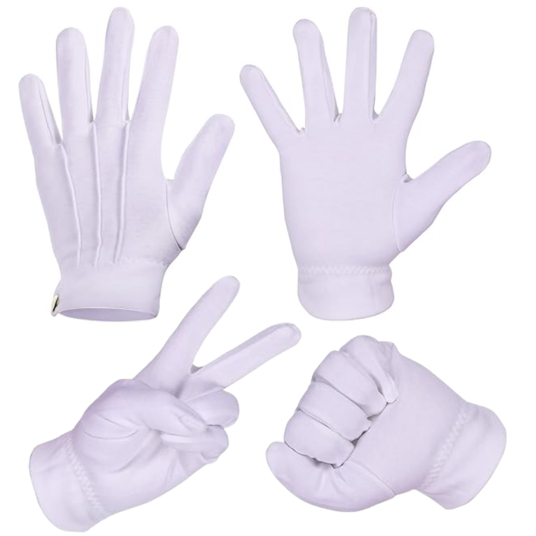 White Cotton Santa Gloves - Holly-Nora Luxe