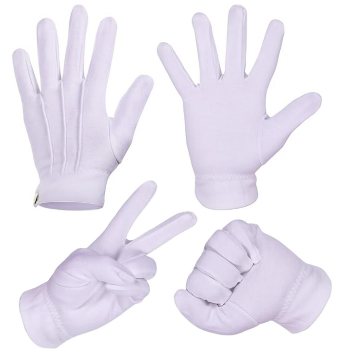 White Cotton Santa Gloves - Holly-Nora Luxe